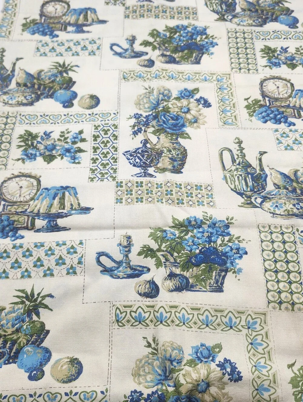 Vintage mid century blue 70s Kitchen Curtain 39